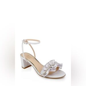 Badgley Mischka Jewel Desirie‎ Ruffle Block Heel Sandal New